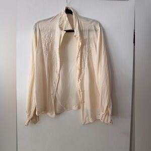 Elegant Cream Silk Women's Blouse